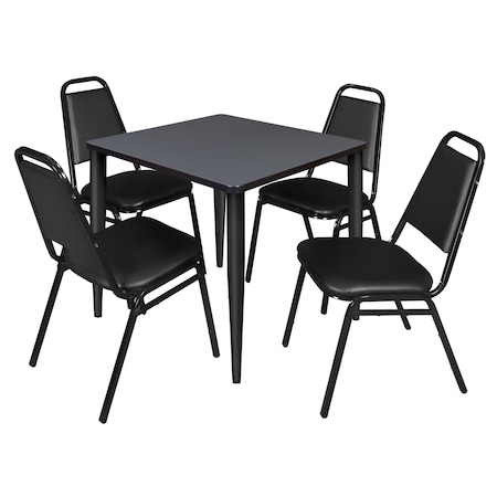 Kahlo Square Table & Chair Sets, 30 W, 30 L, 29 H, Wood, Metal, Vinyl Top, Grey